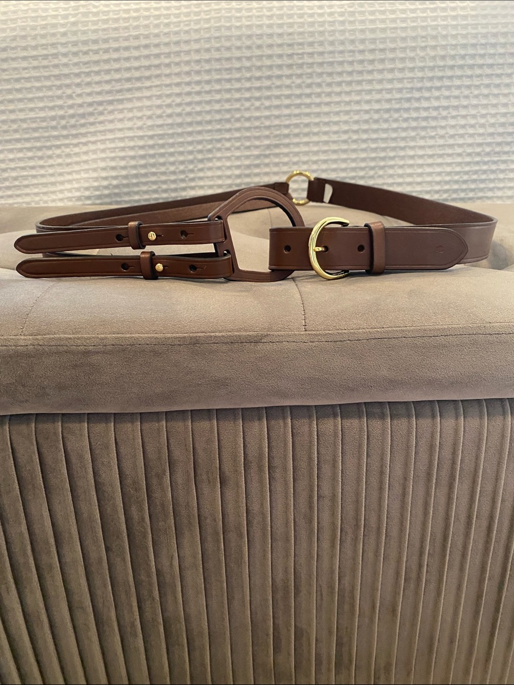 Lauren Ralph Lauren Brown Leather Belt with Gold Buckle